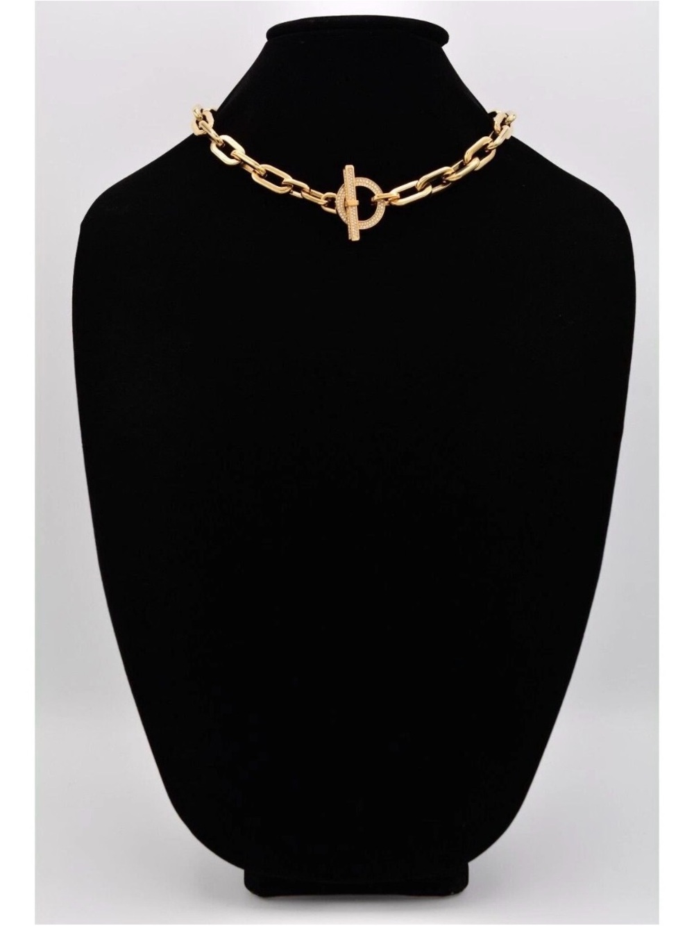 Michael Kors Cityscape Collar Necklace Toggle Choker Gold Chain - Picture 2 of 6